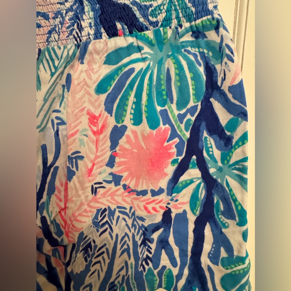 Lilly Pulitzer Dahlia Shorts Blue Jet Stream Scallop Hem Elastic Waist M - Picture 10 of 10